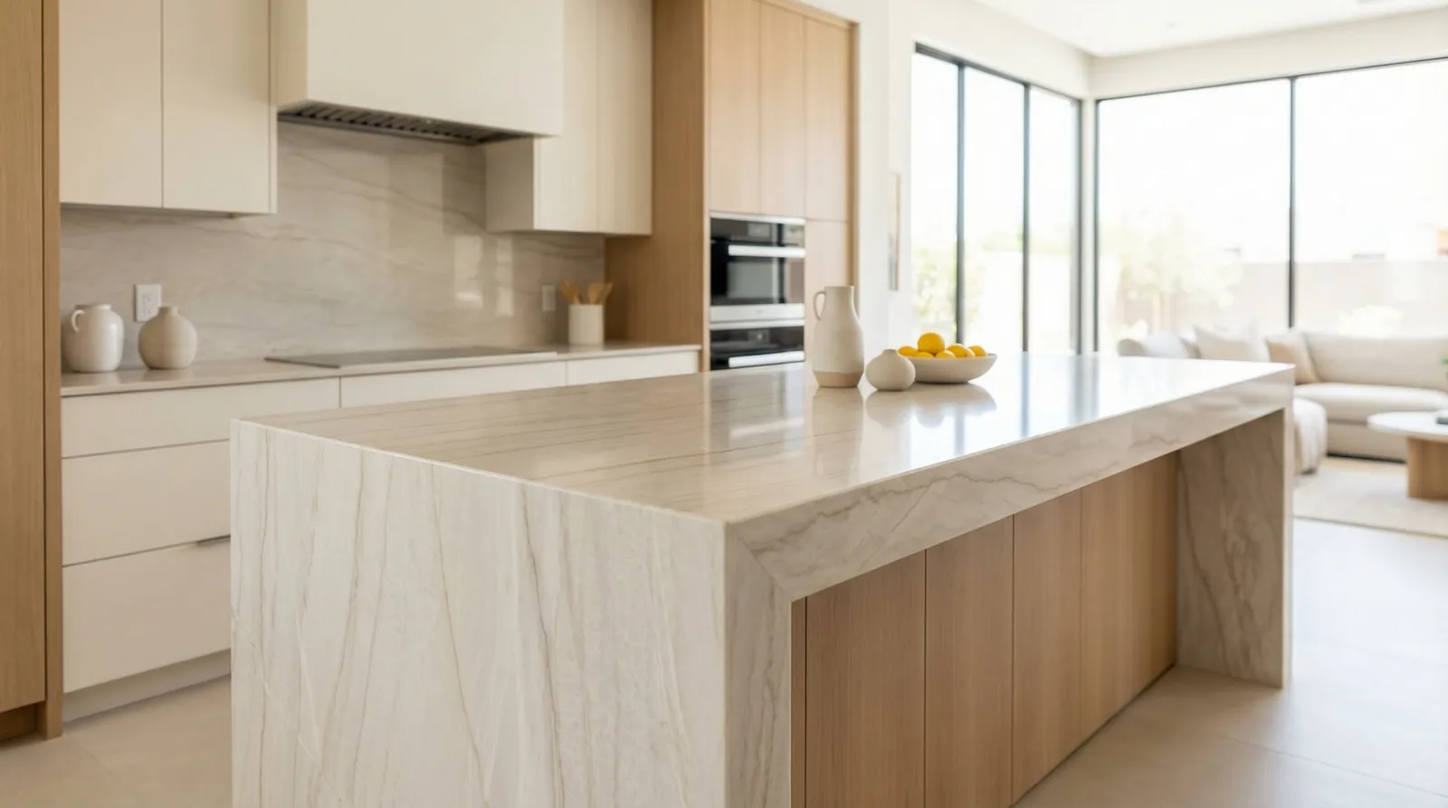 Restored quartzite countertop surface