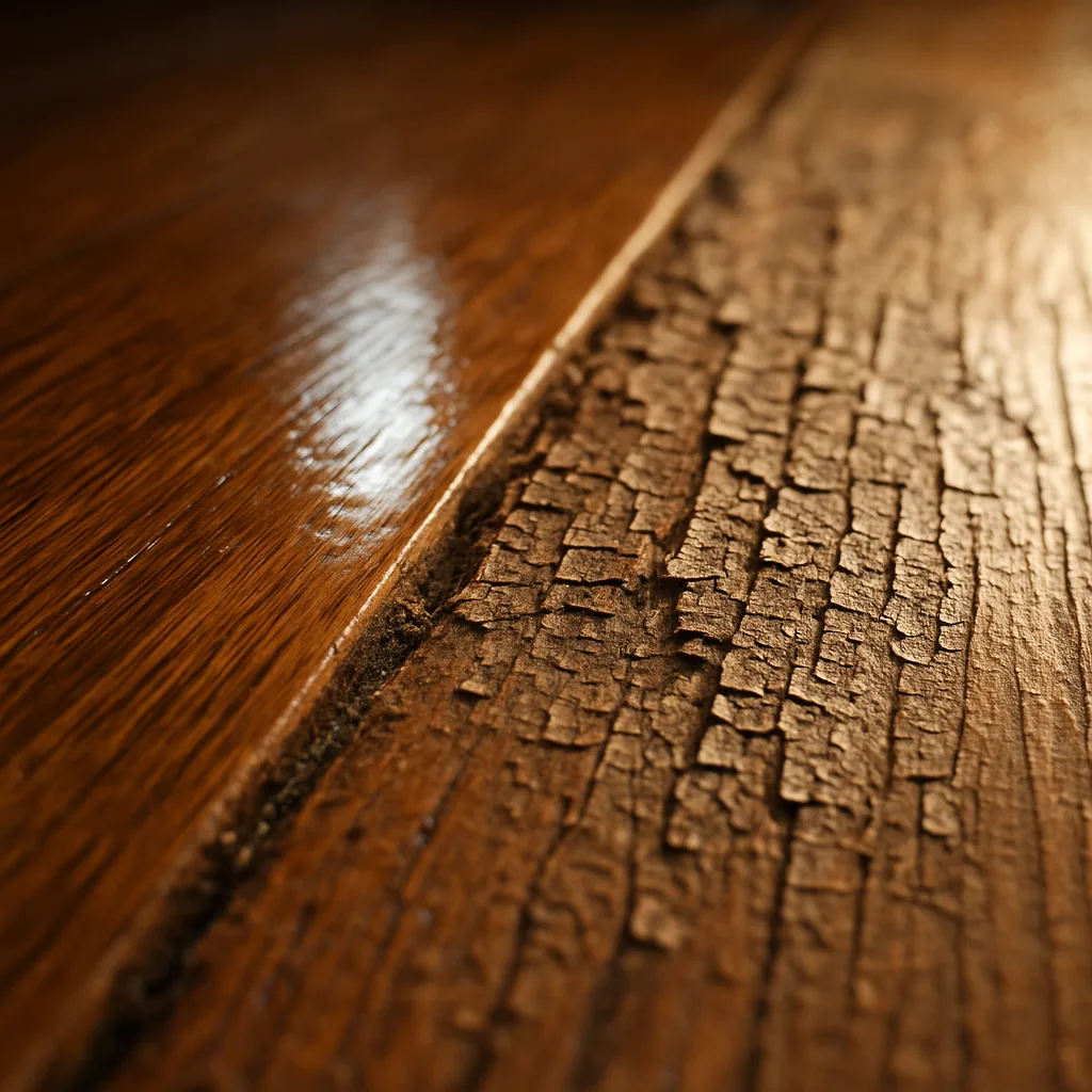 intact vs cracked finish hardwood Chester
