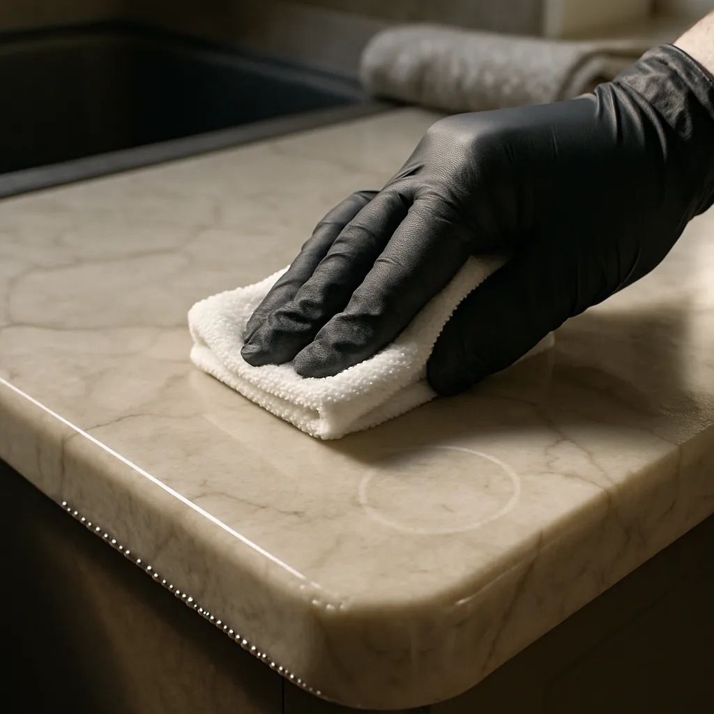 countertop sealing marble edge detail Chester
