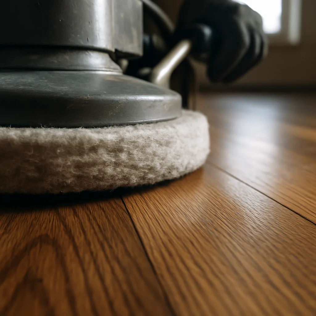 floor buffing pad detail hardwood grain Chester