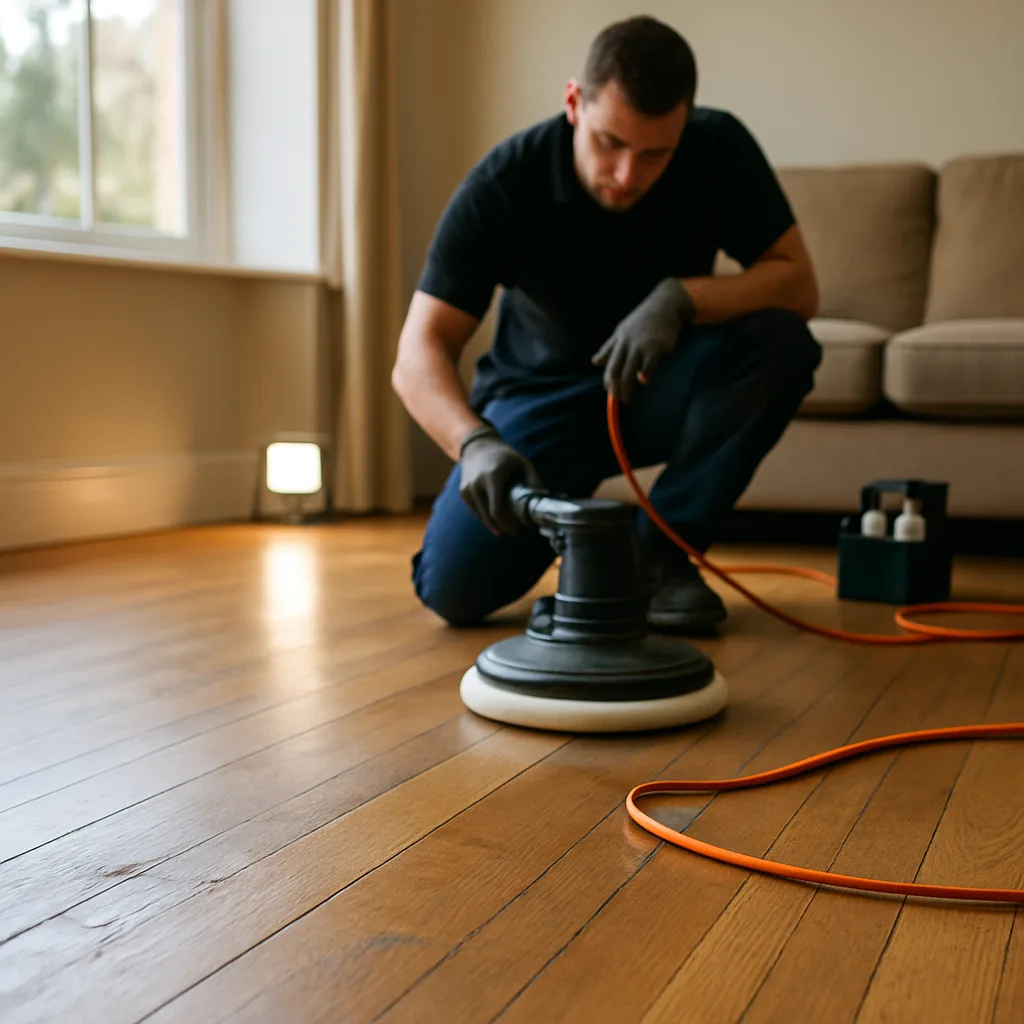hardwood floor buffing living room Chester