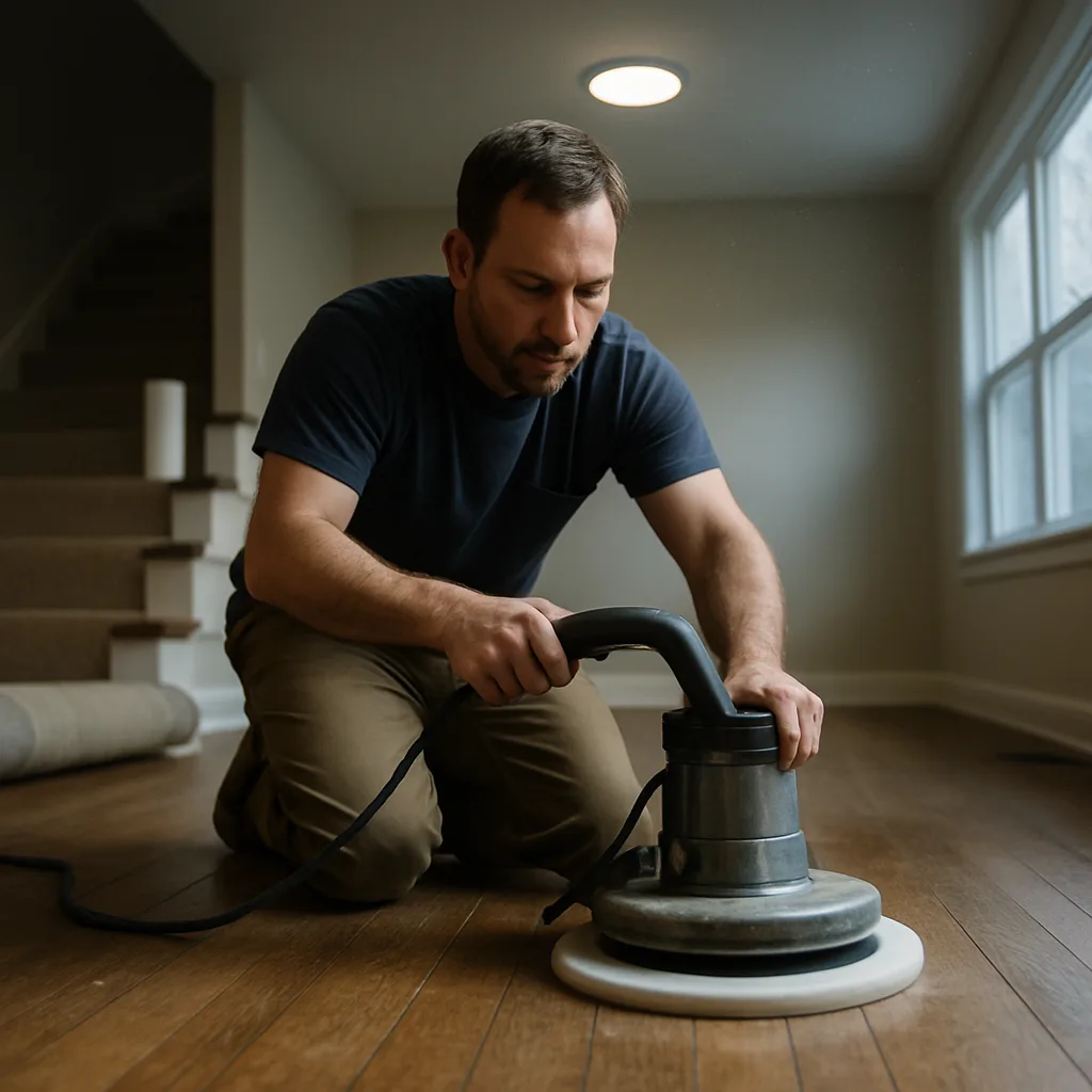 hardwood floor buffing dull finish Chester