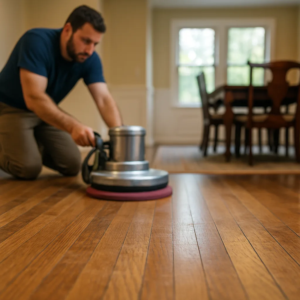 hardwood floor maintenance buffing dull finish Chester