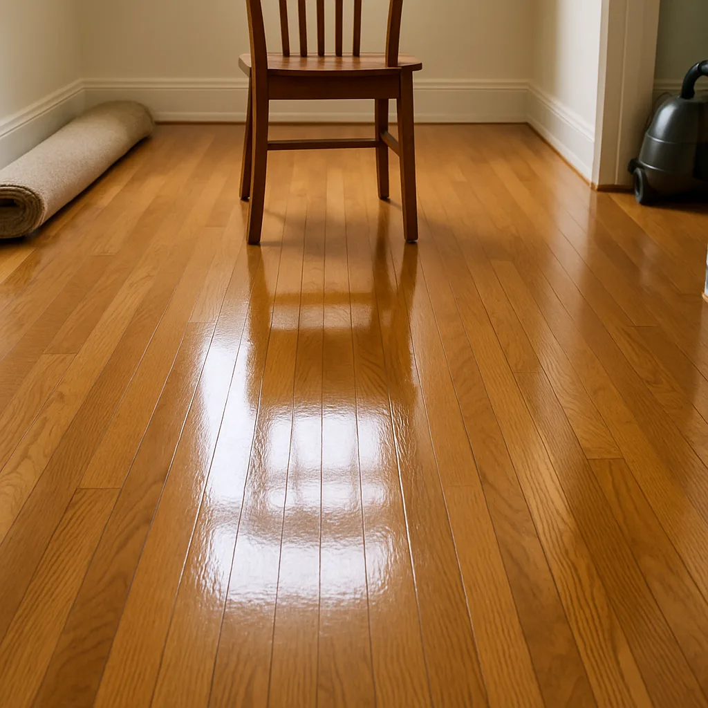 hardwood floor polishing finished result dining room Chester