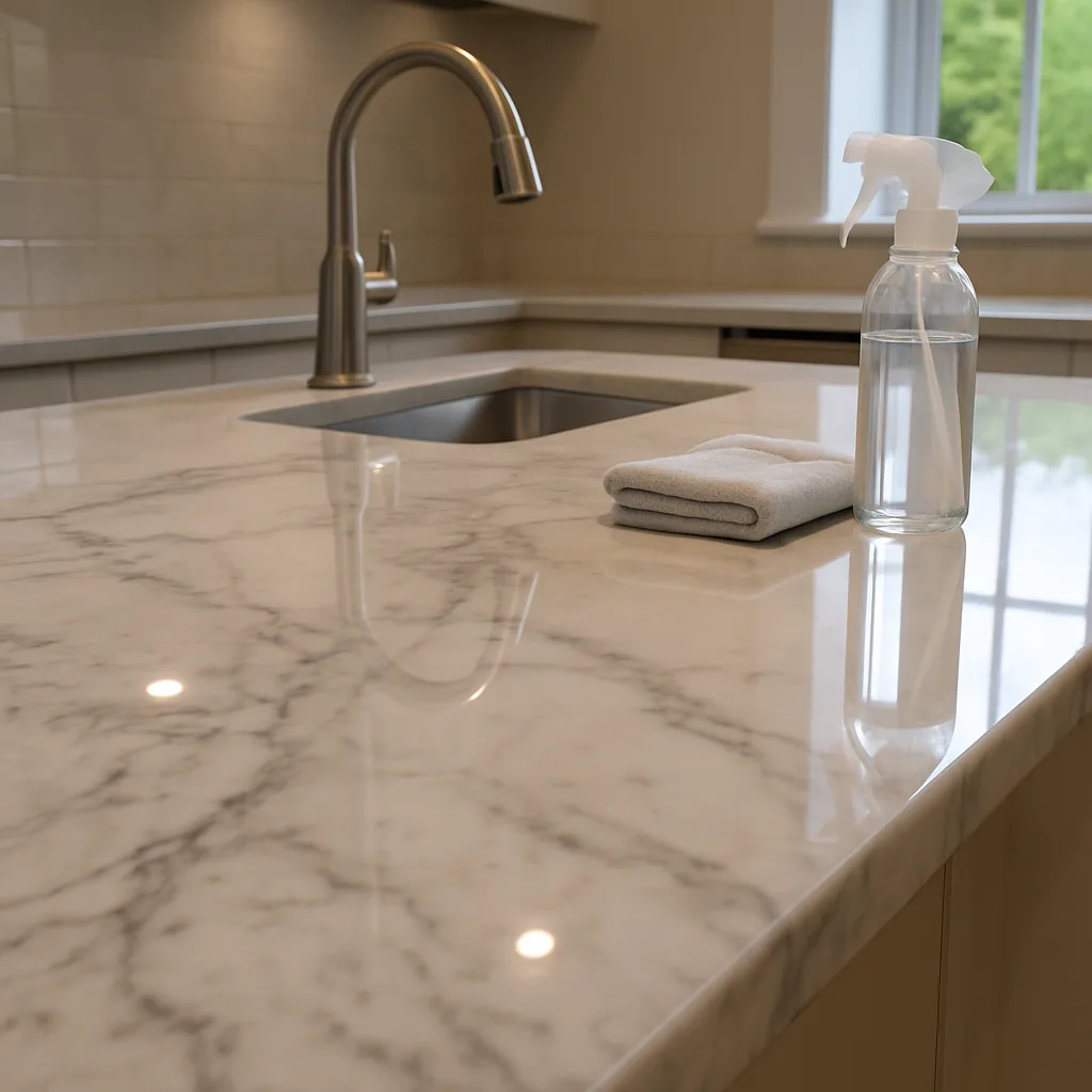 marble countertop polished finish result Chester