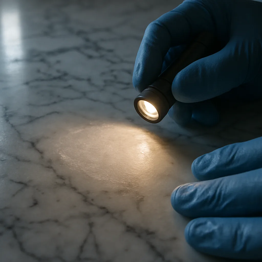 marble etching inspection closeup Chester