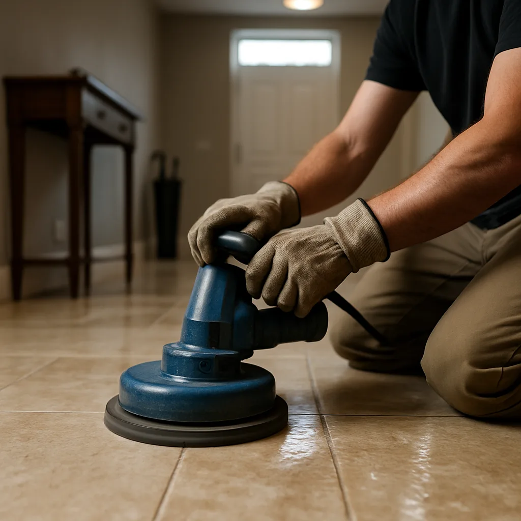 natural stone floor restoration travertine grinding Chester