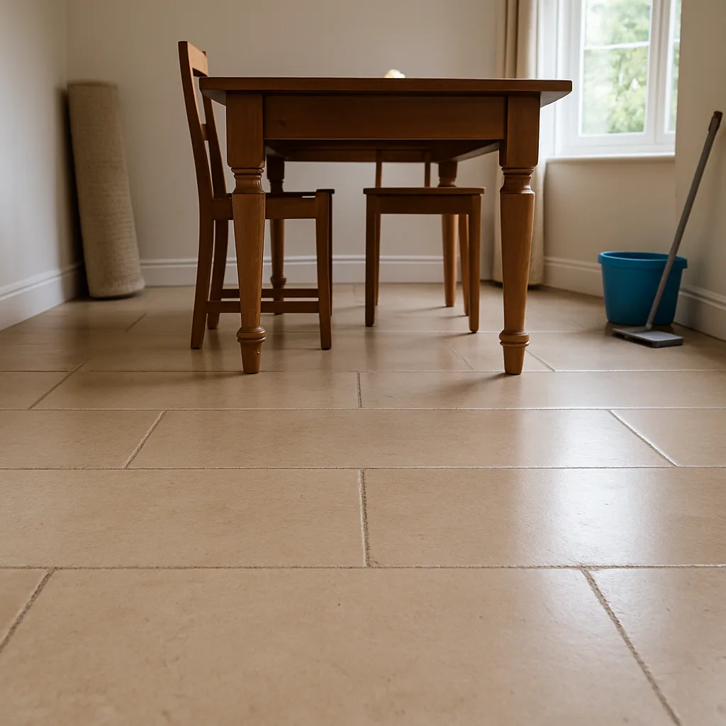 restored limestone floor result Chester dining room