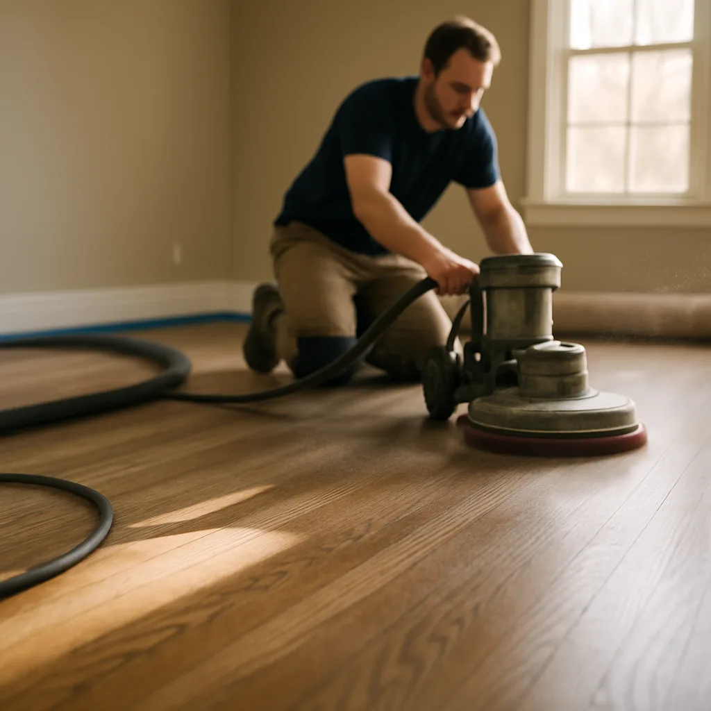 no sand floor restoration buffing oak floor Chester