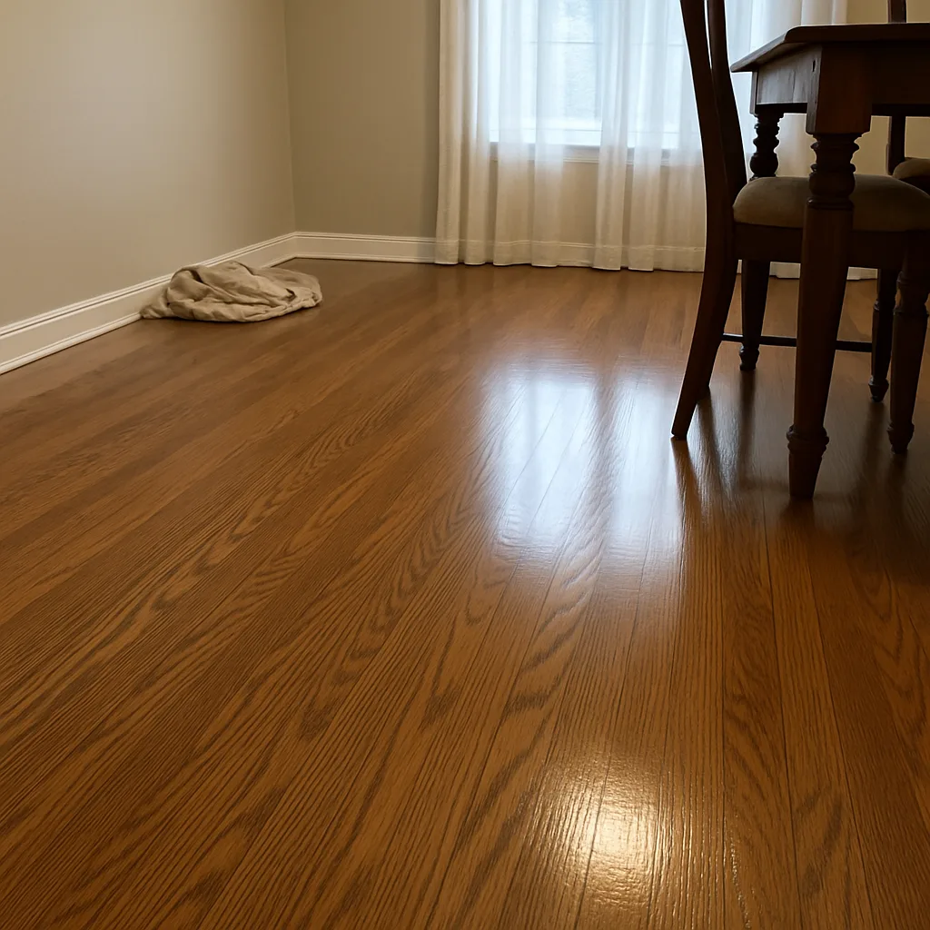 Finished hardwood floor after a qualifying no-sanding service