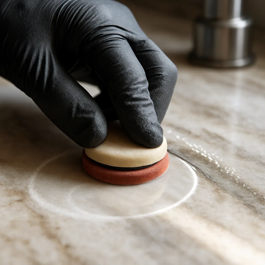 stone countertop etching repair detail Chester
