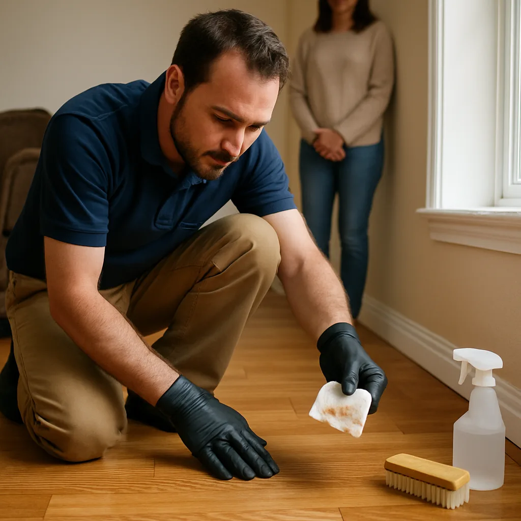 identify floor finish test hardwood Chester