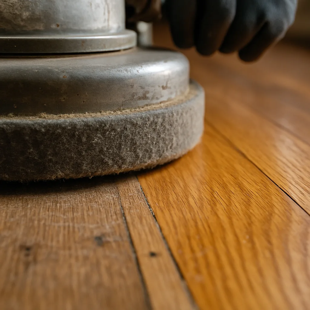hardwood buffing pad detail wood grain Chester
