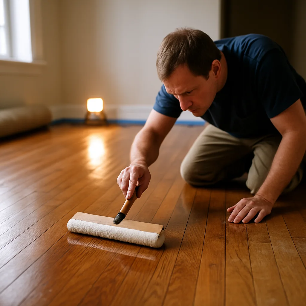 wood floor recoating applicator application Chester