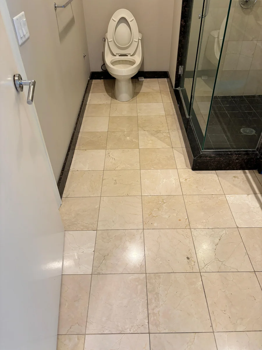 Polished natural-stone floor