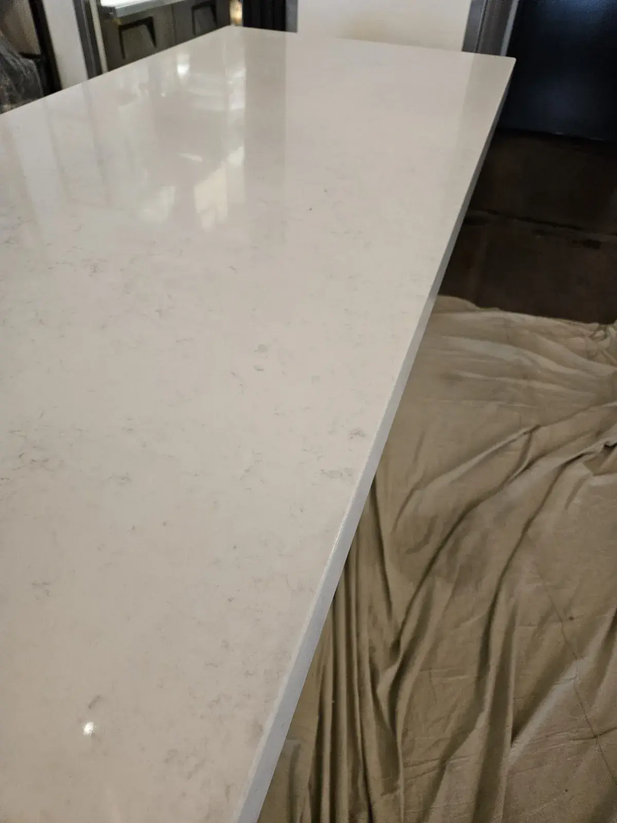 Light quartz countertop with a clean polished finish